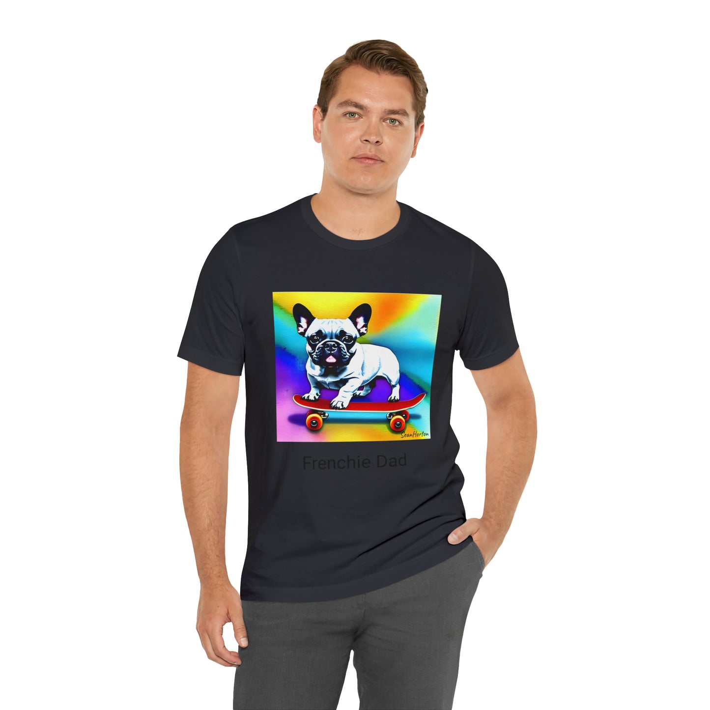 Frenchie on a Skateboard #3 Unisex Jersey Short Sleeve Tee