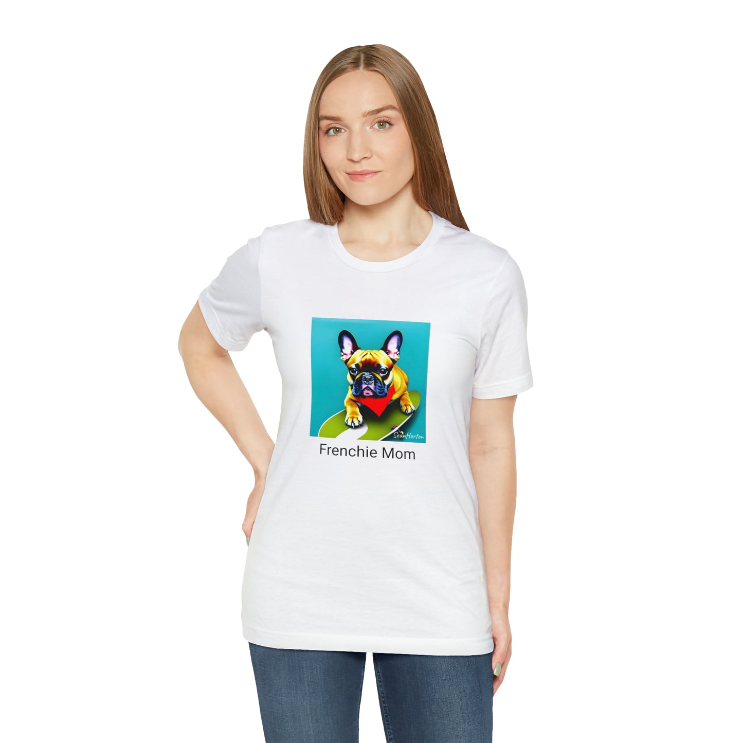 Frenchie on a Skateboard #2/Frenchie Mom Unisex Jersey Short Sleeve Tee