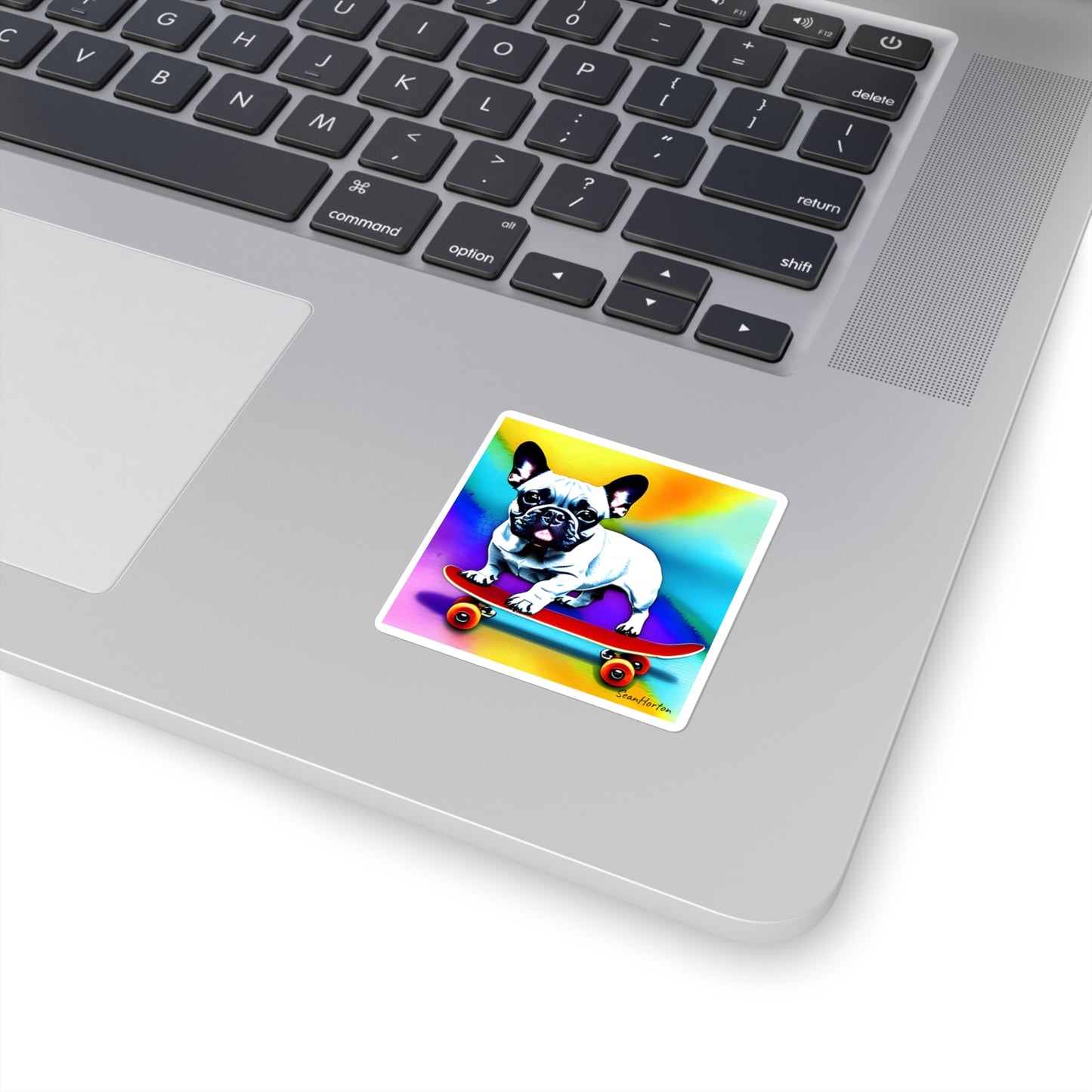 Frenchie on a Skateboard #3 Square Stickers