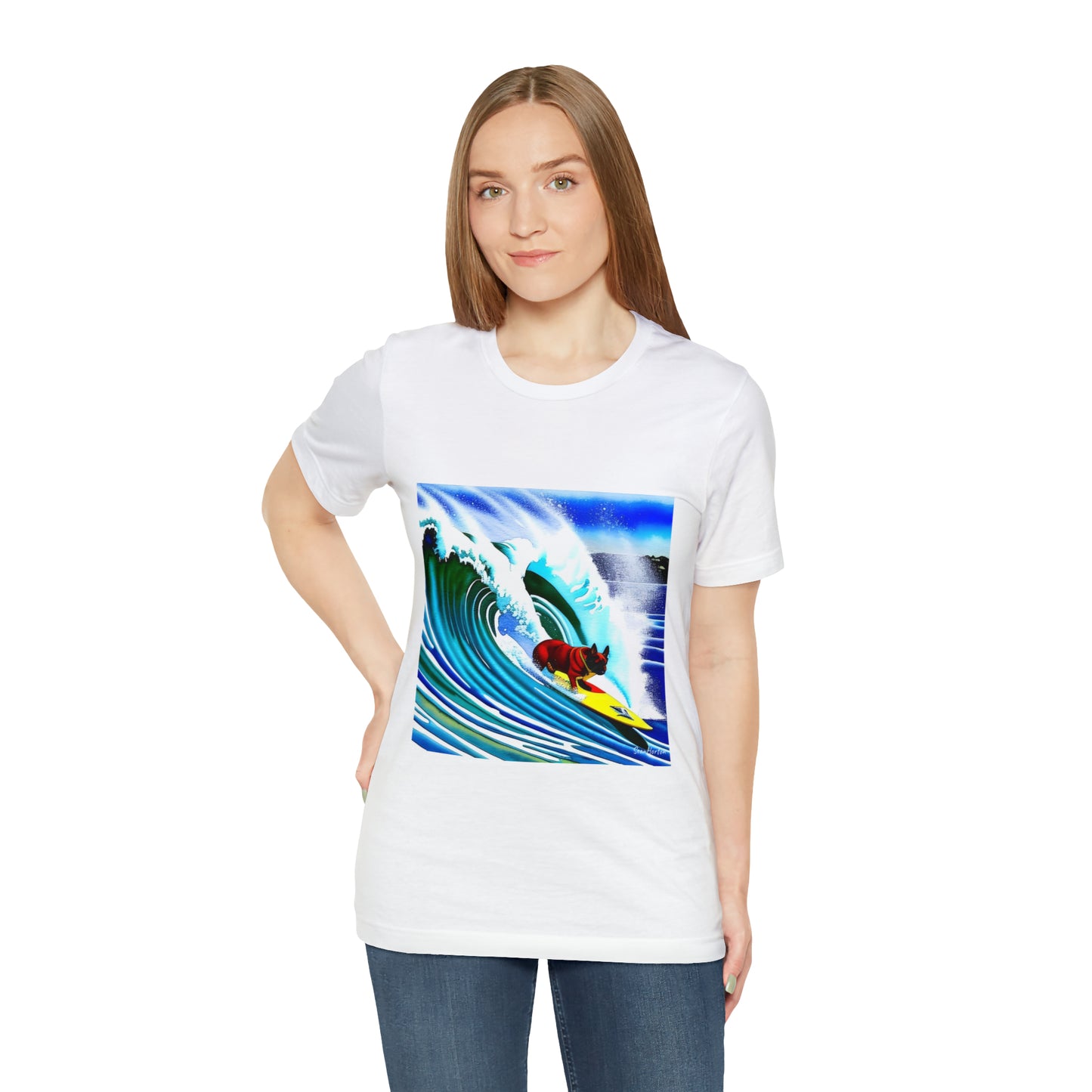 Surfing Frenchie Unisex Jersey Short Sleeve Tee