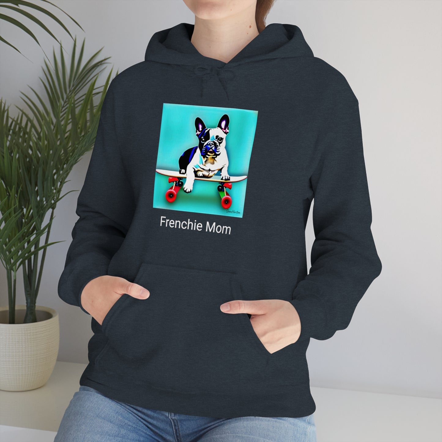 Frenchie on a Skateboard/Frenchie Mom Unisex Heavy Blend™ Hooded Sweatshirt