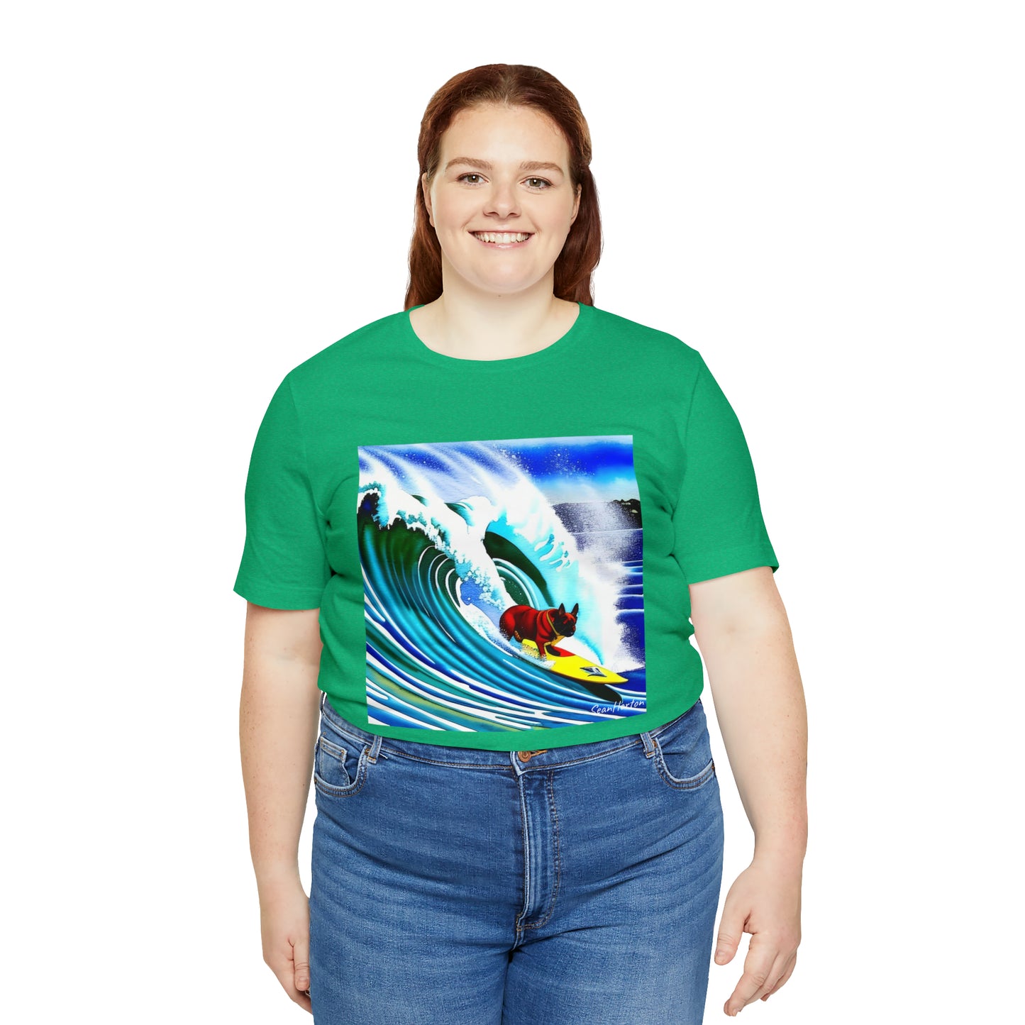 Surfing Frenchie/Frenchie Dad Unisex Jersey Short Sleeve Tee