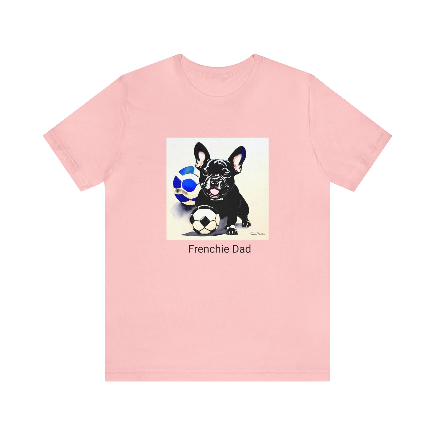 Frenchie with Soccer Ball/Frenchie Dad Unisex Jersey Short Sleeve Tee