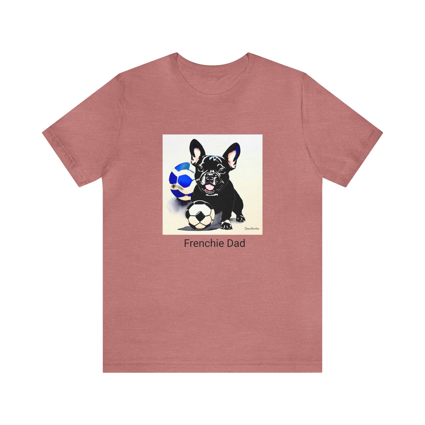 Frenchie with Soccer Ball/Frenchie Dad Unisex Jersey Short Sleeve Tee