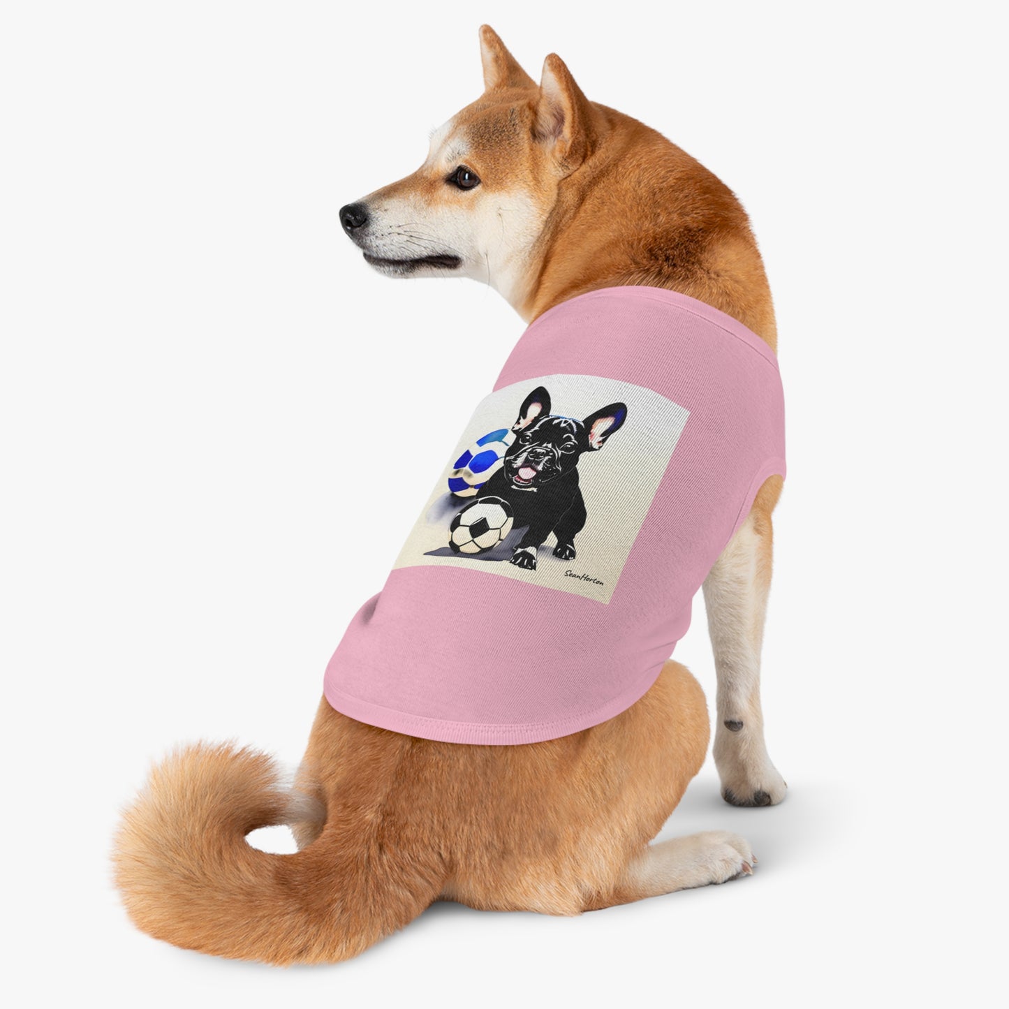 Frenchie with a Soccer Ball Pet Tank Top