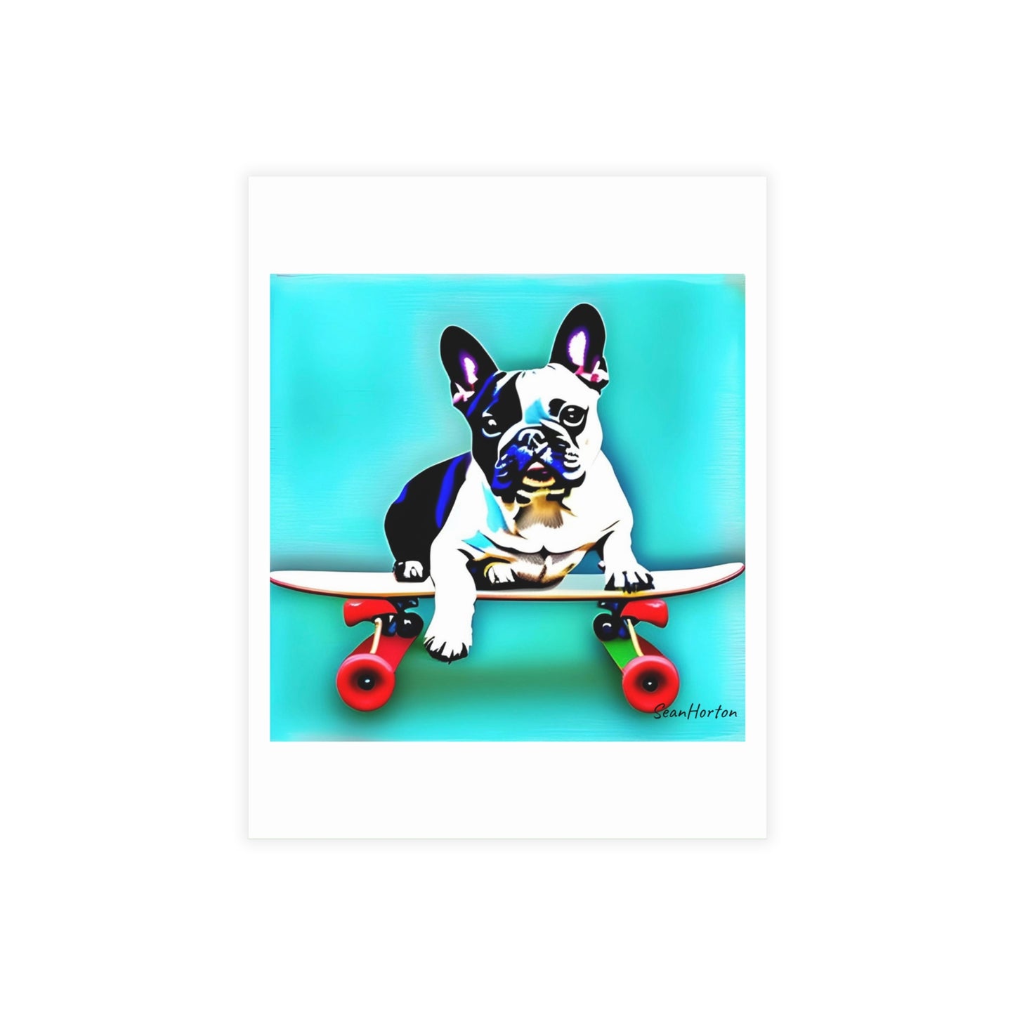 Frenchie on a Skateboard Postcard Bundles (envelopes included)
