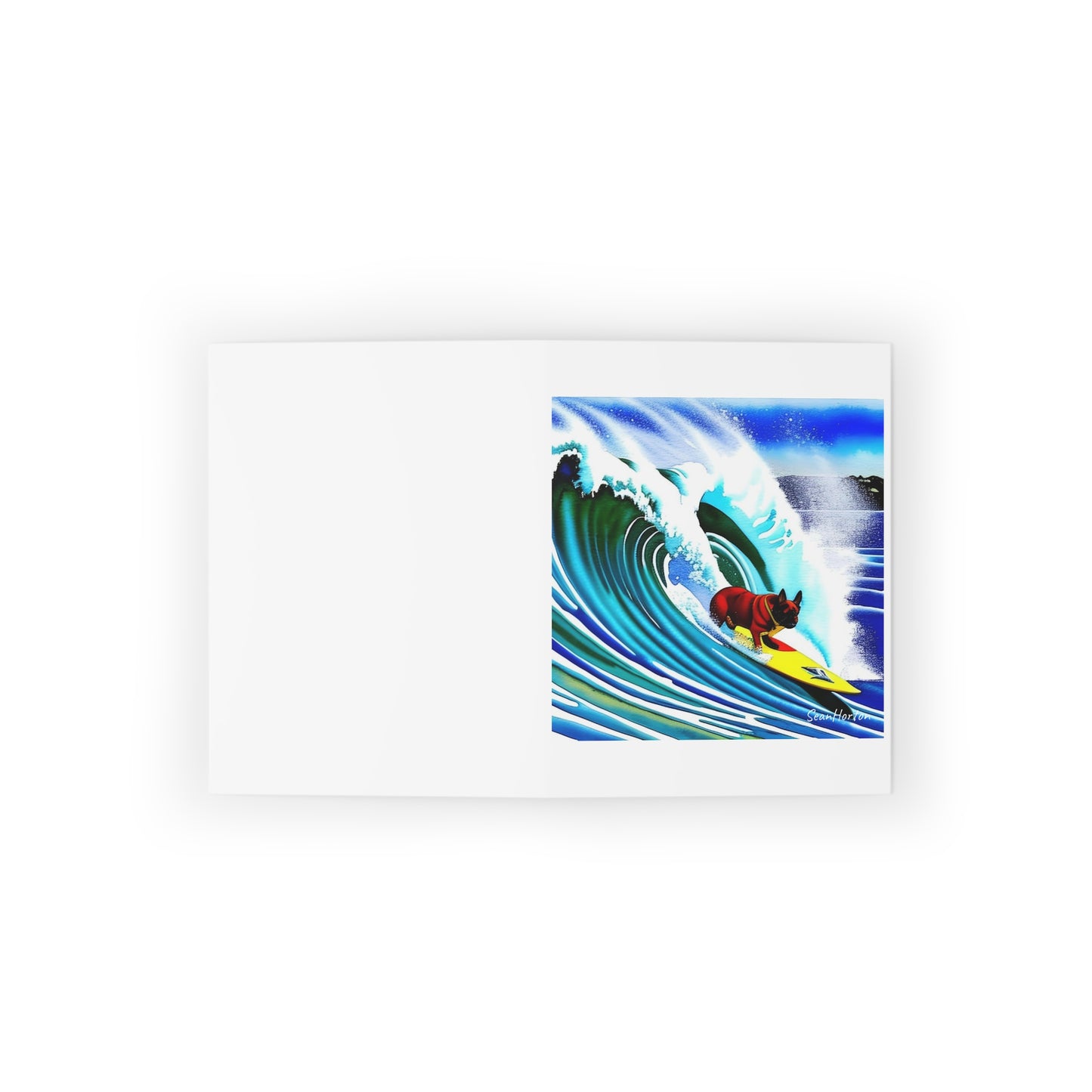 Surfing Frenchie Greeting cards (8, 16, and 24 pcs)