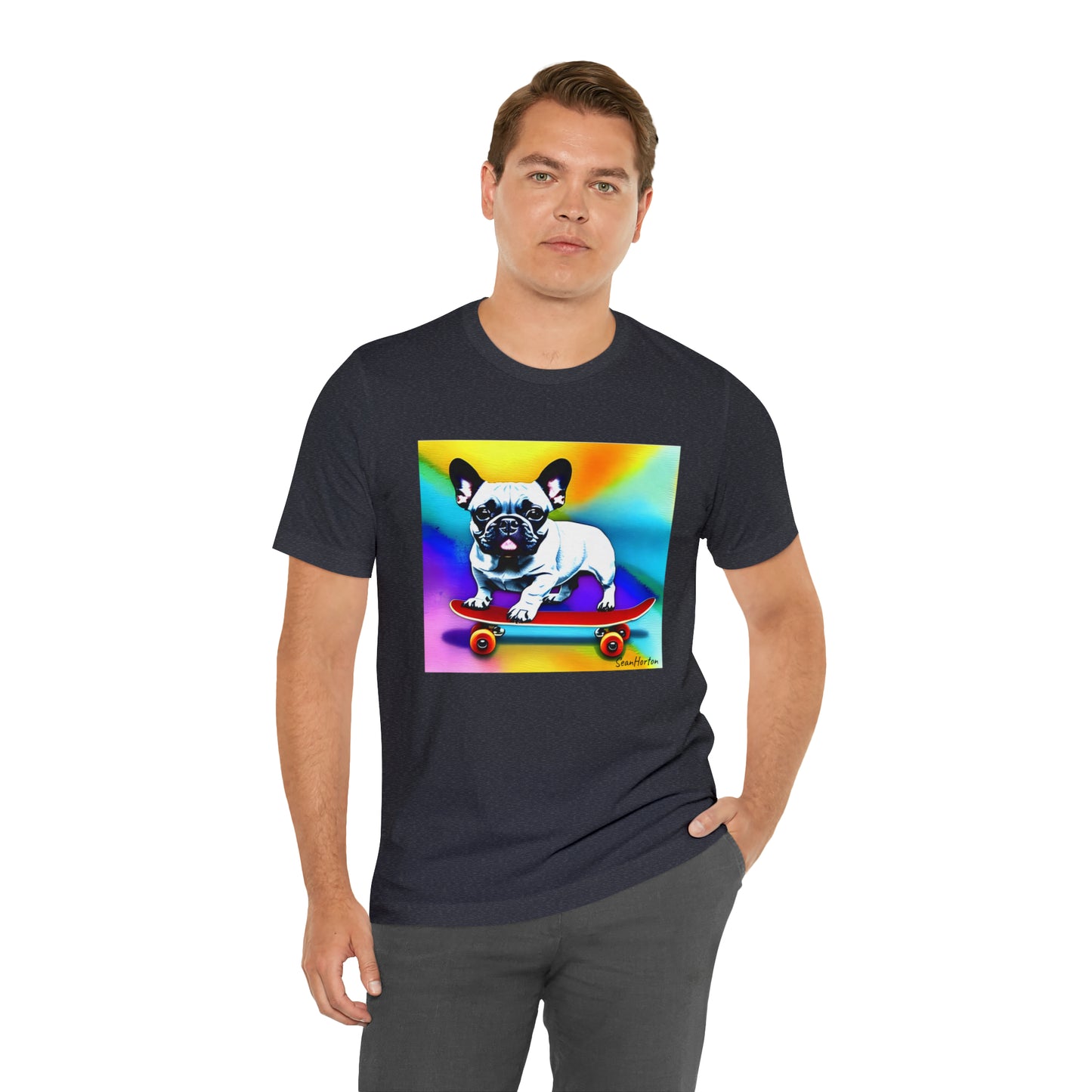 Frenchie on a Skateboard #3 Unisex Jersey Short Sleeve Tee