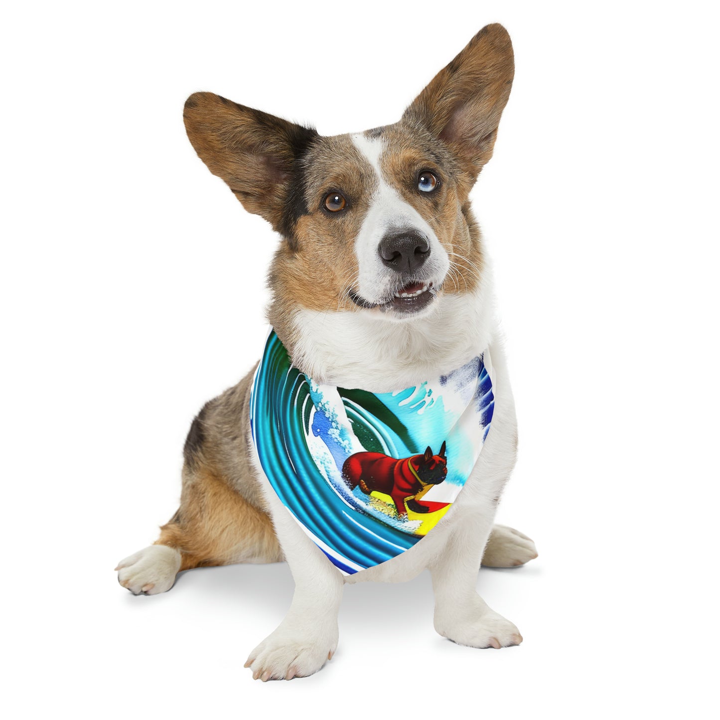 Surfing Frenchie Pet Bandana Collar