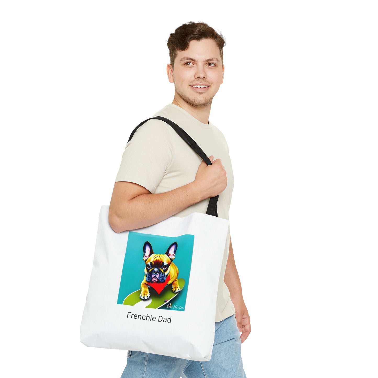 Frenchie on a Skateboard #2/Frenchie Dad Tote Bag (AOP)