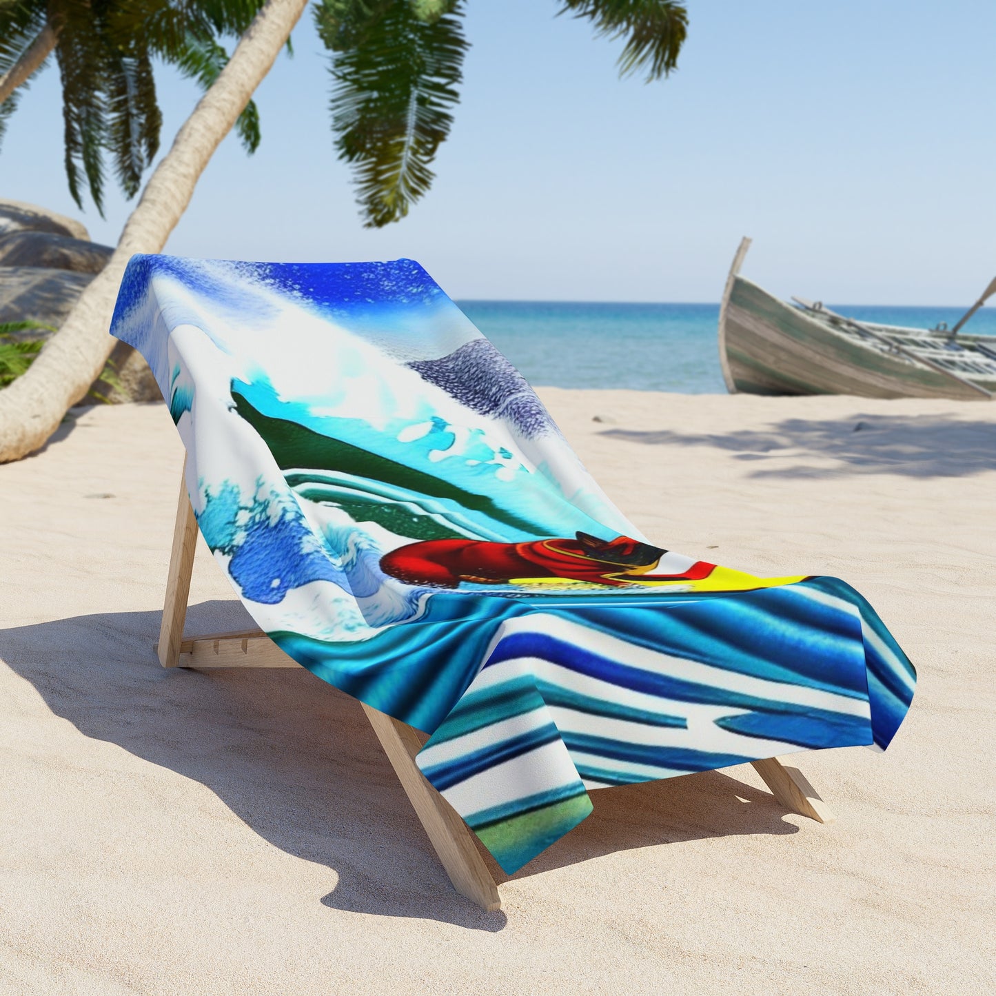 Surfing Frenchie Beach Towel
