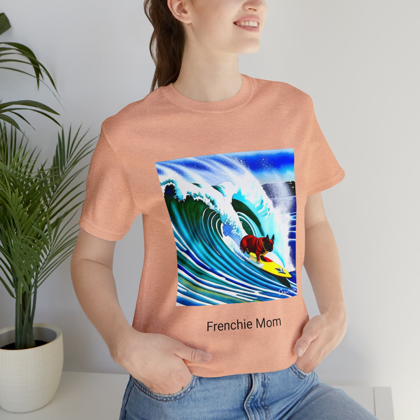 Surfing Frenchie/Frenchie Mom Unisex Jersey Short Sleeve Tee