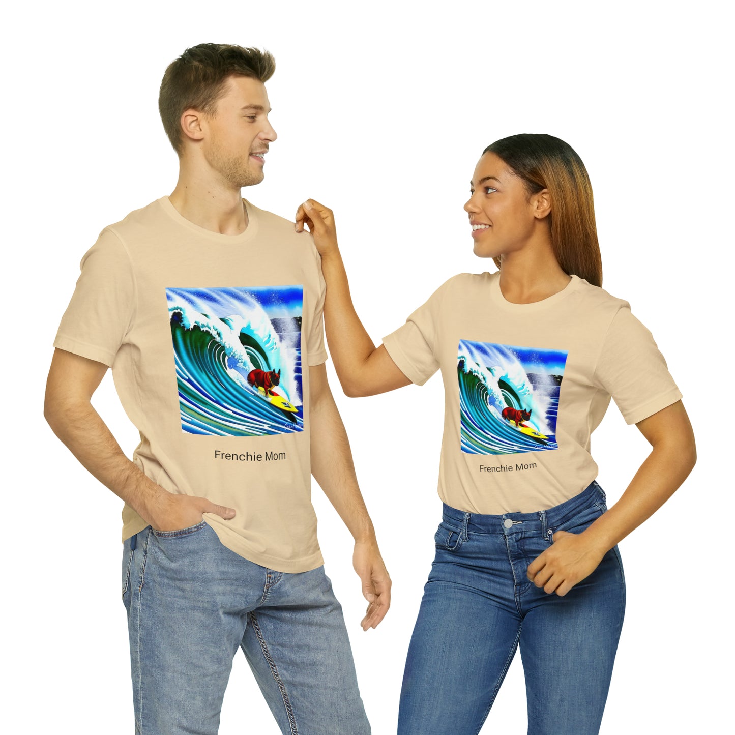 Surfing Frenchie/Frenchie Mom Unisex Jersey Short Sleeve Tee