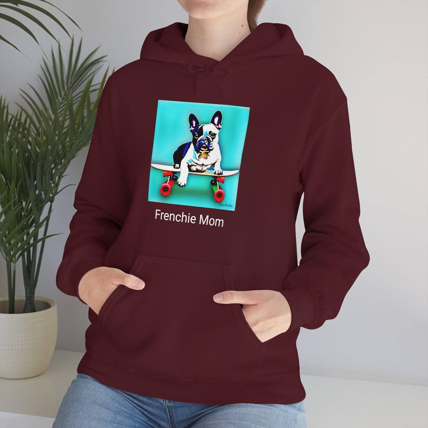 Frenchie on a Skateboard/Frenchie Mom Unisex Heavy Blend™ Hooded Sweatshirt