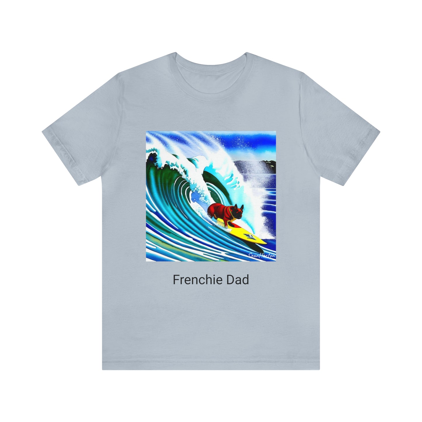 Surfing Frenchie/Frenchie Dad Unisex Jersey Short Sleeve Tee