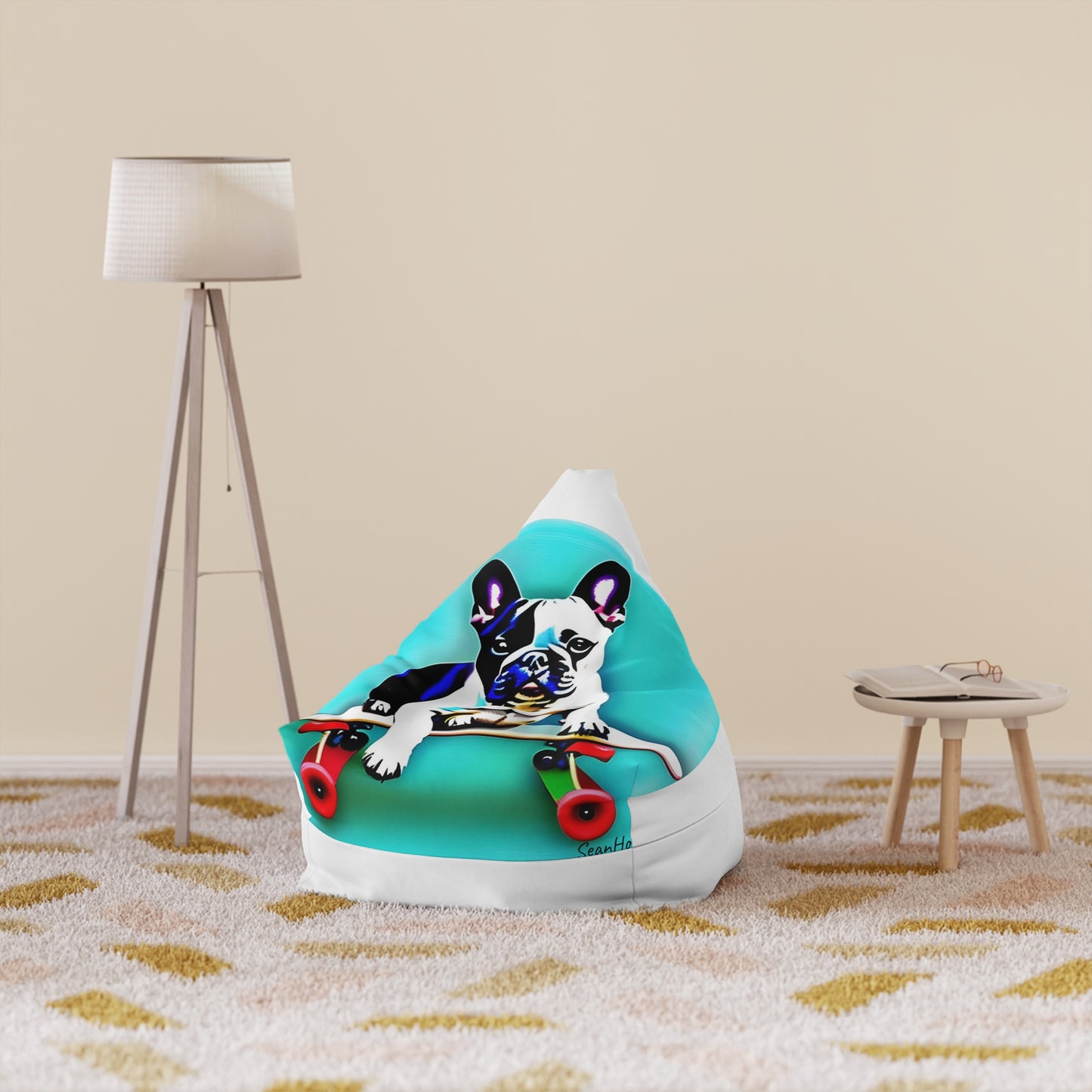 Frenchie on a Skateboard Bean Bag Chair Cover