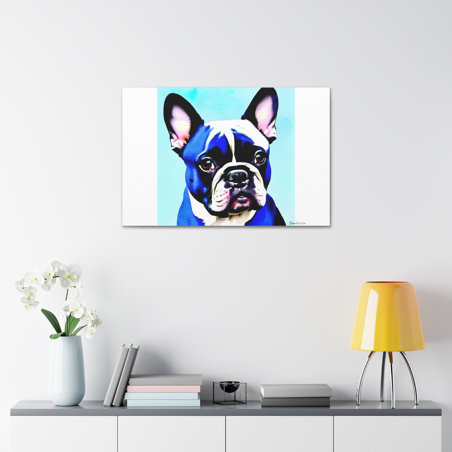 Blue Frenchie (Horizontal) Canvas Stretched, 1.5''