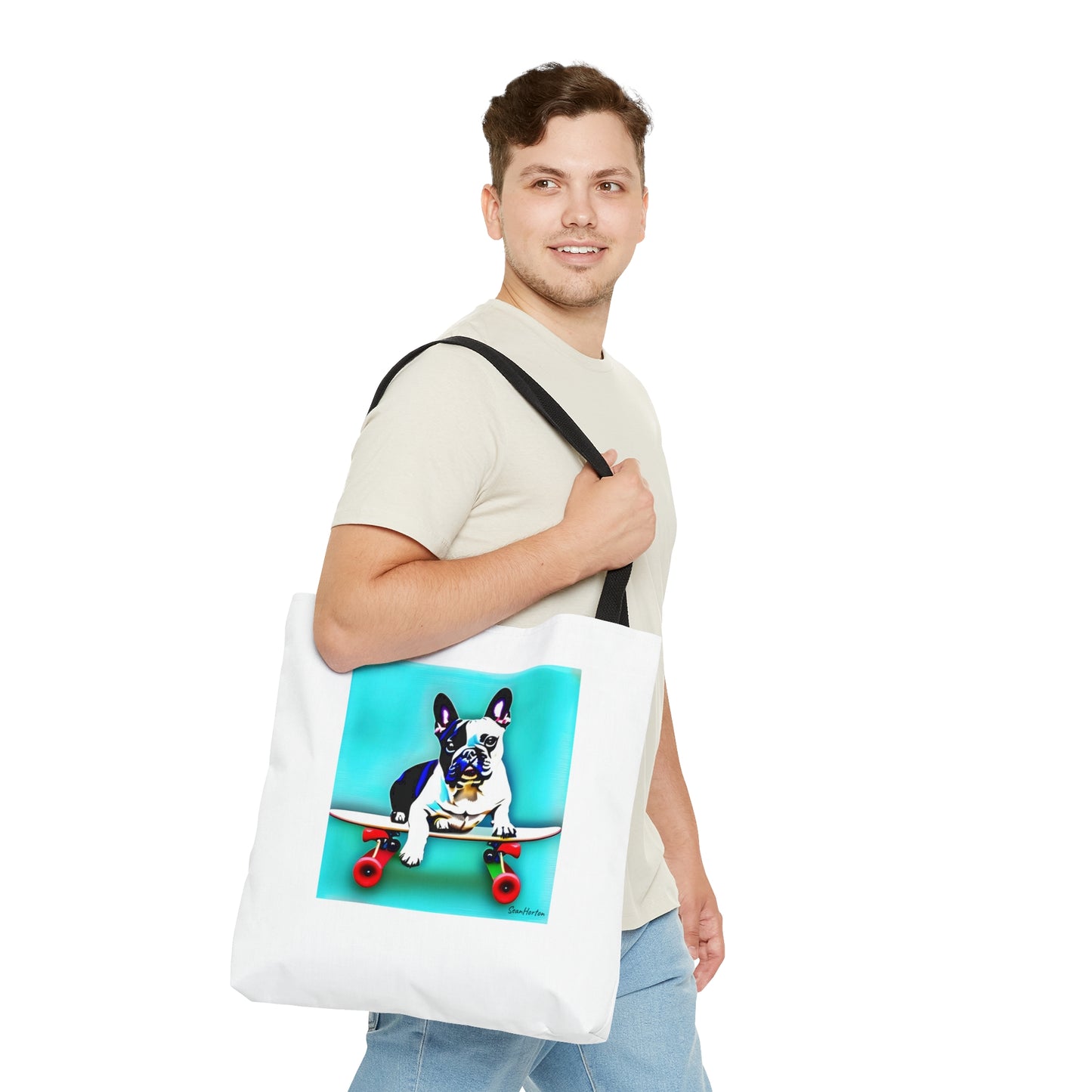 Frenchie on a Skateboard Tote Bag (AOP)