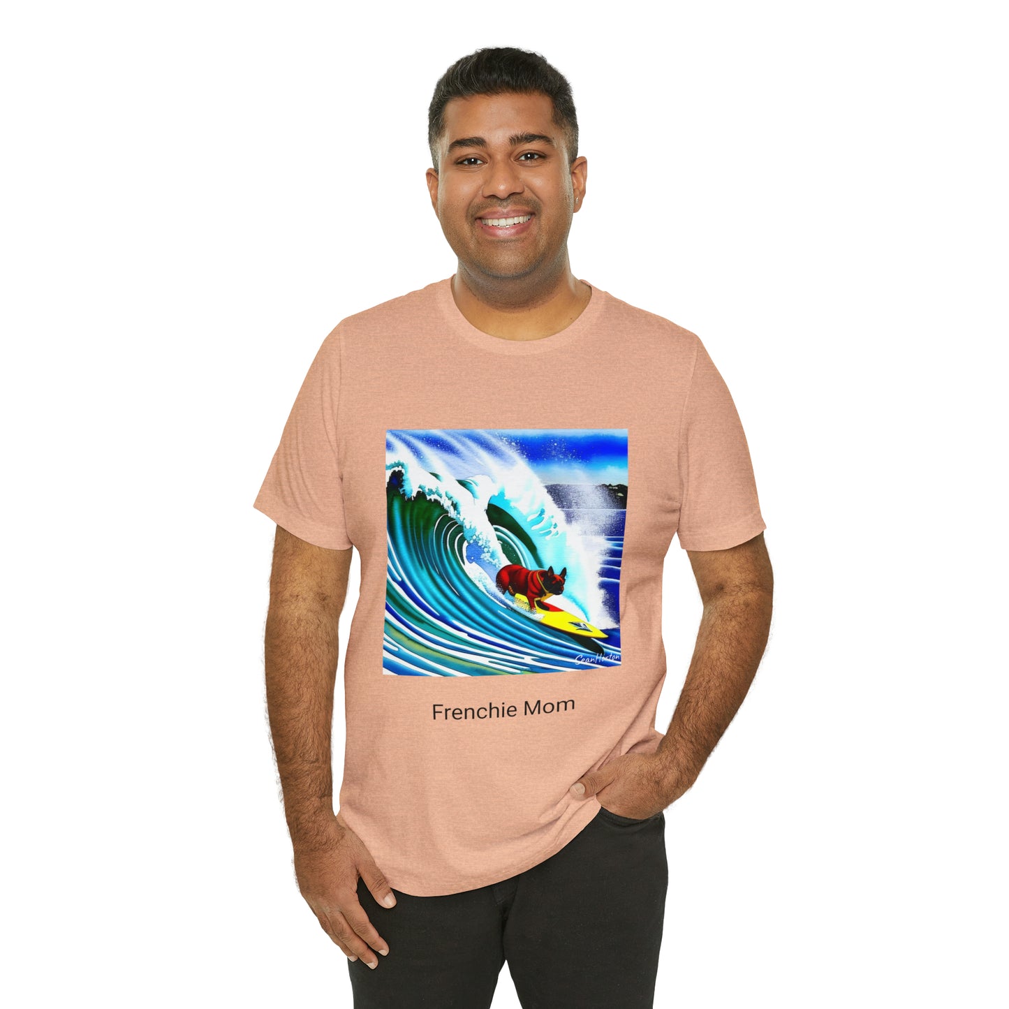 Surfing Frenchie/Frenchie Mom Unisex Jersey Short Sleeve Tee