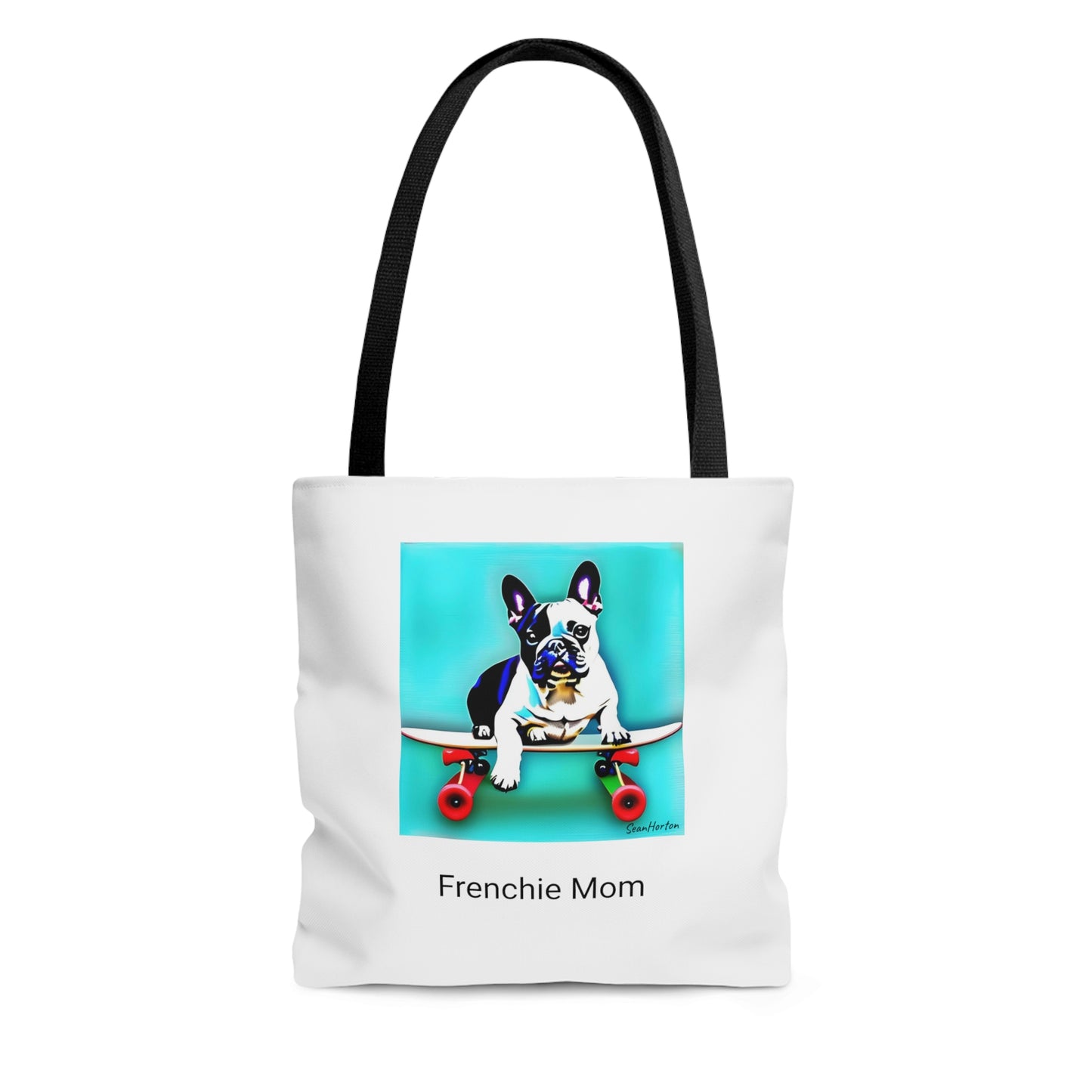 Frenchie on a Skateboard/Frenchie Mom Tote Bag (AOP)