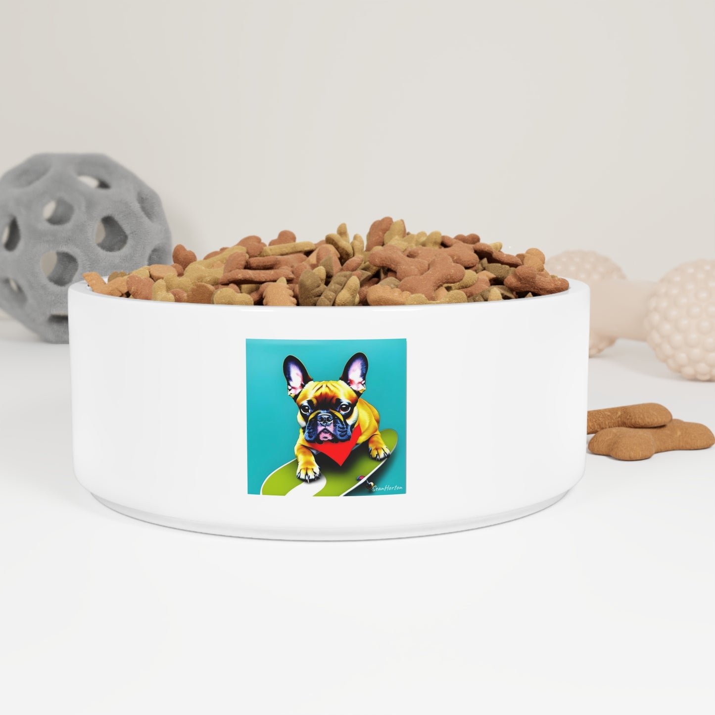 Frenchie on a Skateboard #2 Pet Bowl