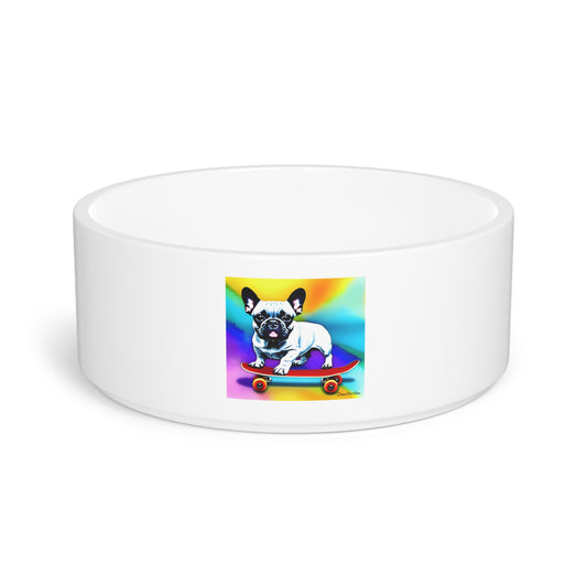 Frenchie on a Skateboard #3 Pet Bowl
