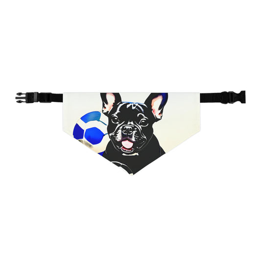 Frenchie with a Soccer Ball Pet Bandana Collar