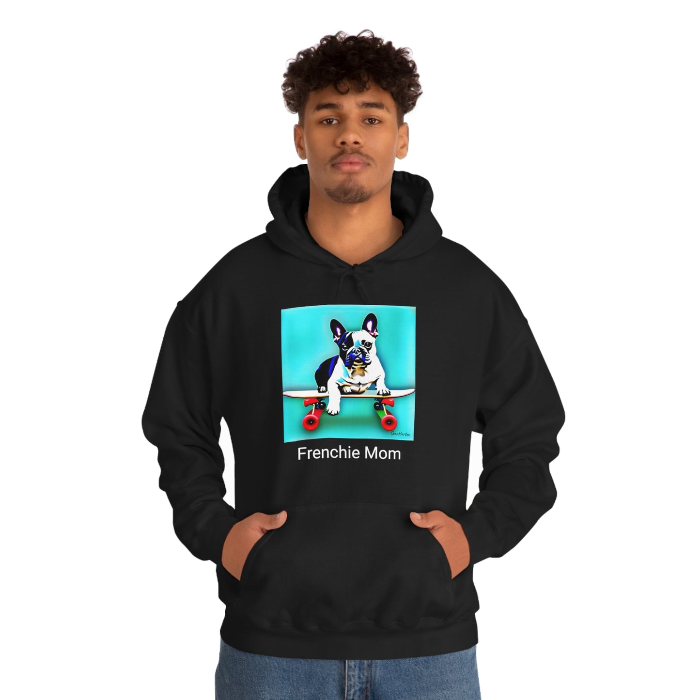 Frenchie on a Skateboard/Frenchie Mom Unisex Heavy Blend™ Hooded Sweatshirt