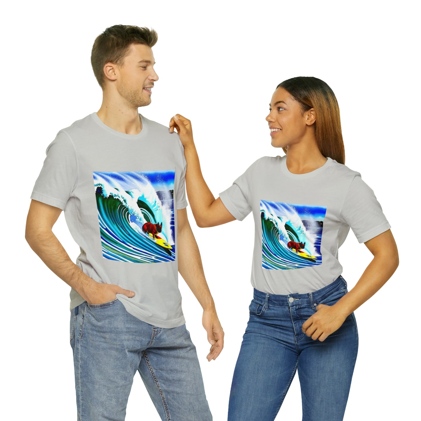 Surfing Frenchie Unisex Jersey Short Sleeve Tee