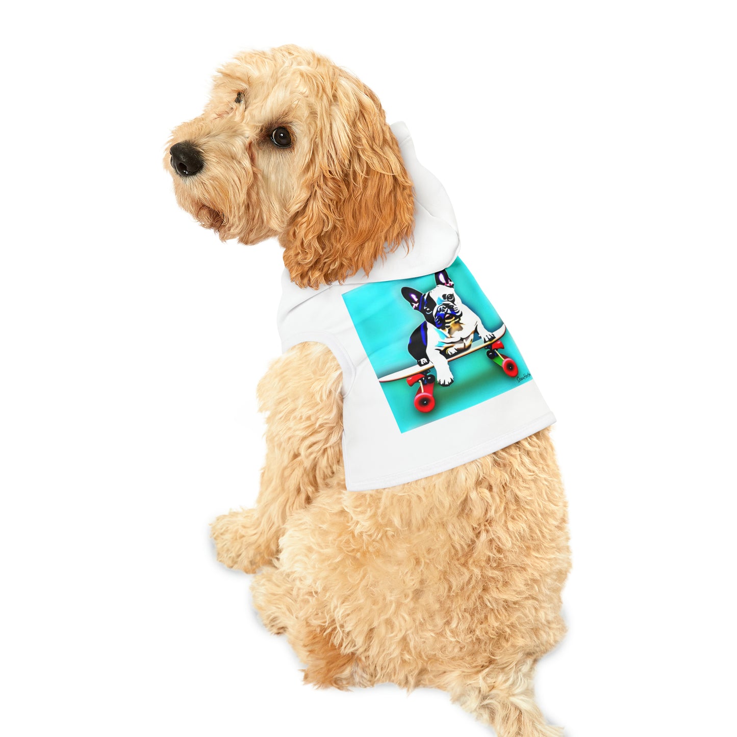 Frenchie on a Skateboard Pet Hoodie
