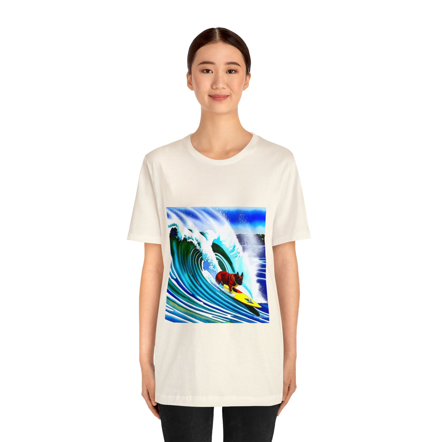 Surfing Frenchie Unisex Jersey Short Sleeve Tee