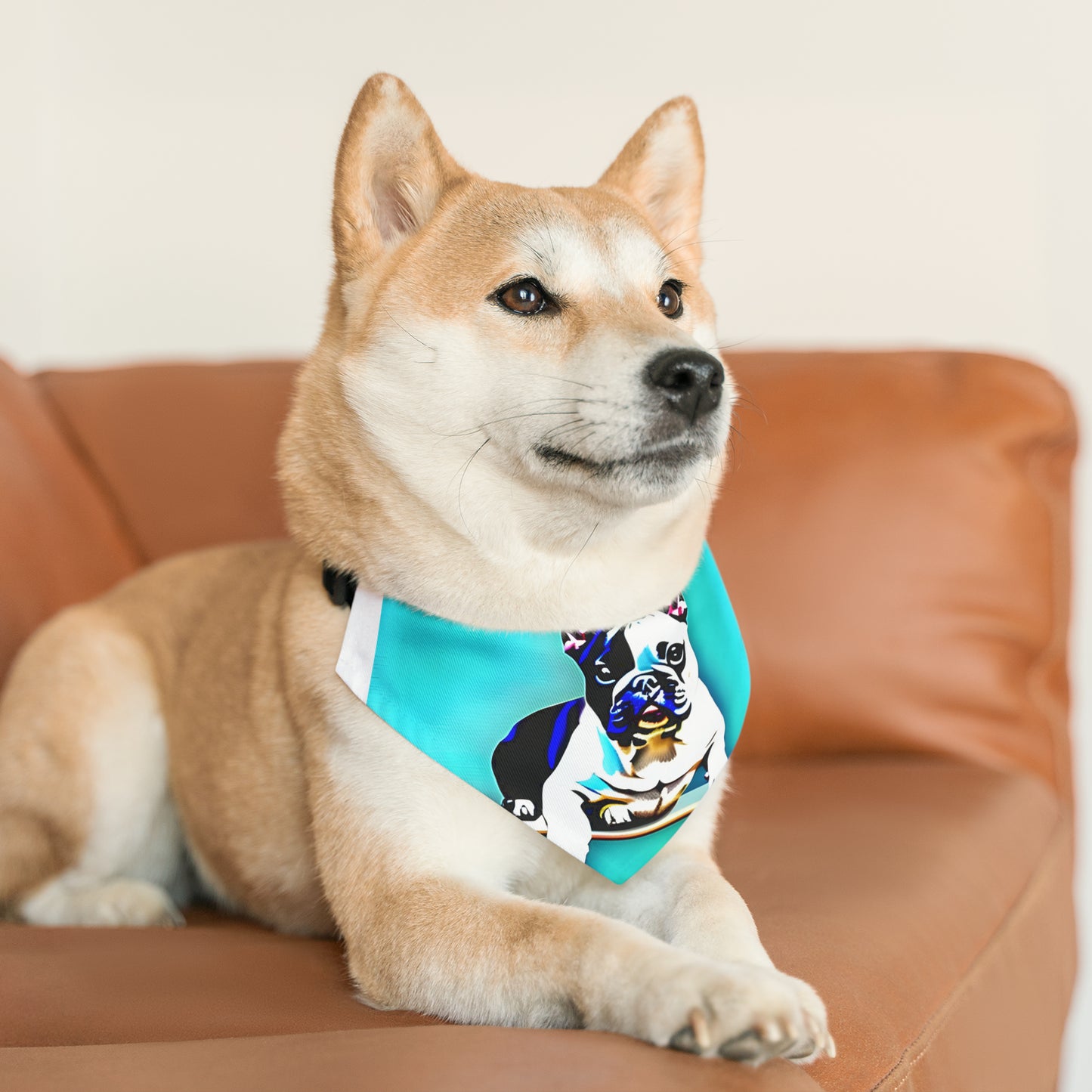 Frenchie on a Skateboard Pet Bandana Collar