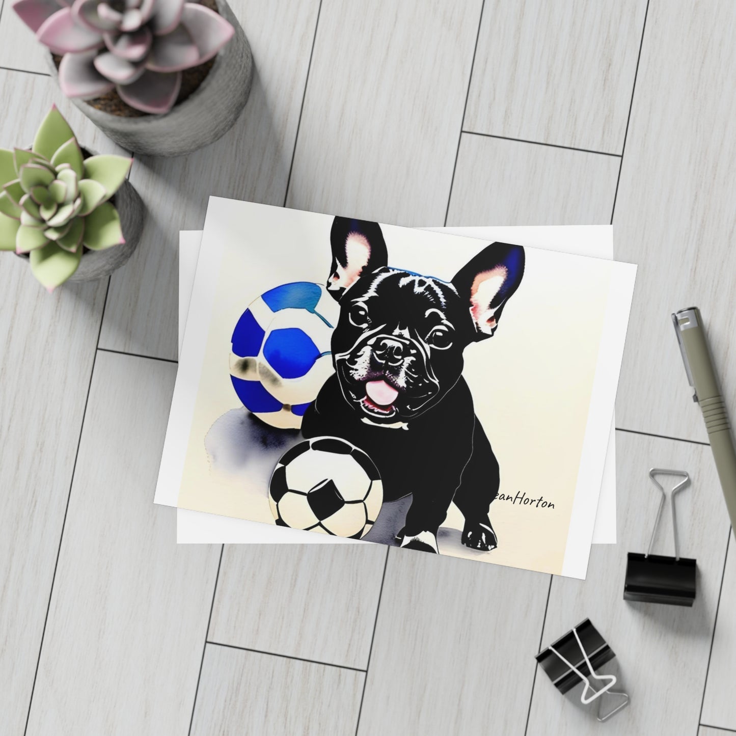 Frenchie with a Soccer Ball Postcard Bundles (envelopes included)