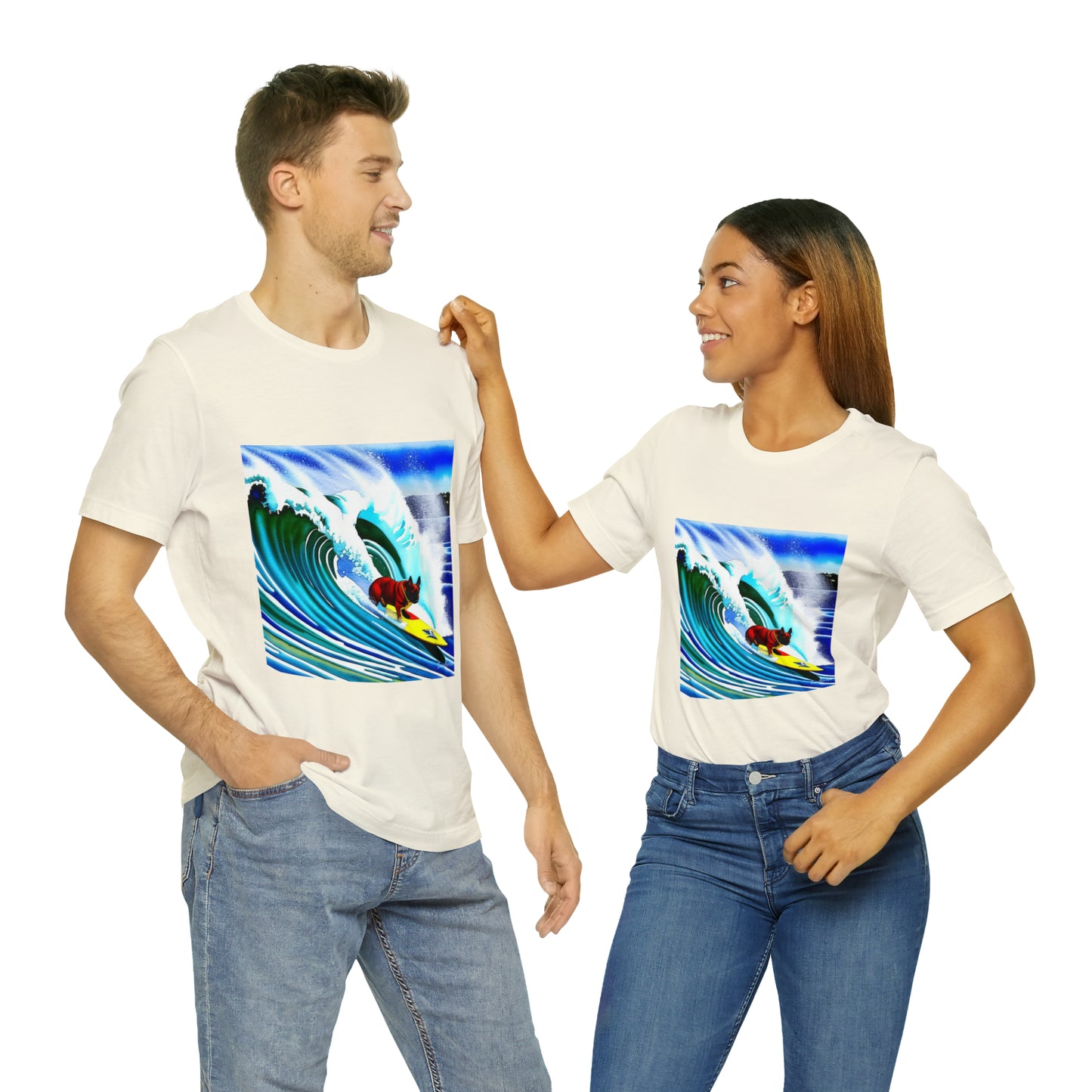 Surfing Frenchie Unisex Jersey Short Sleeve Tee