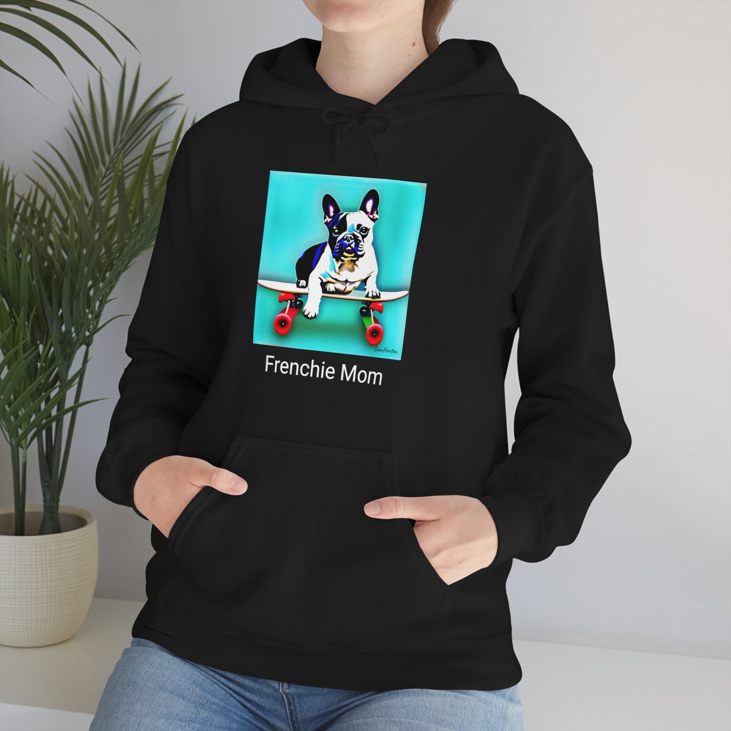 Frenchie on a Skateboard/Frenchie Mom Unisex Heavy Blend™ Hooded Sweatshirt