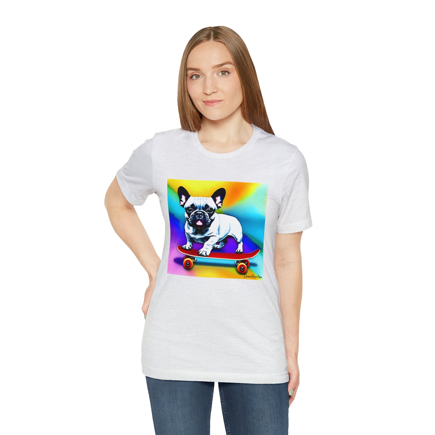 Frenchie on a Skateboard #3 Unisex Jersey Short Sleeve Tee