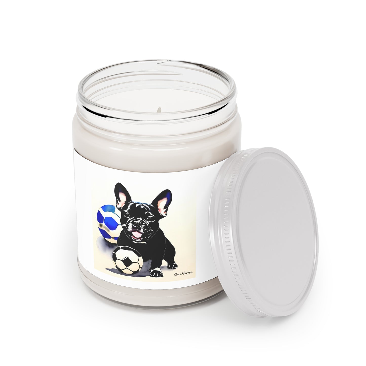 Frenchie with a Soccer Ball Scented Candles, 9oz
