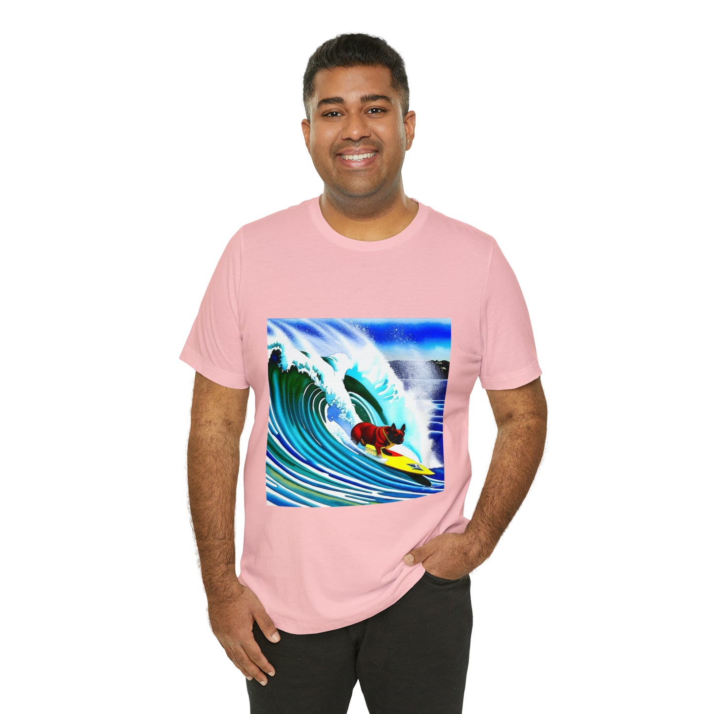 Surfing Frenchie Unisex Jersey Short Sleeve Tee