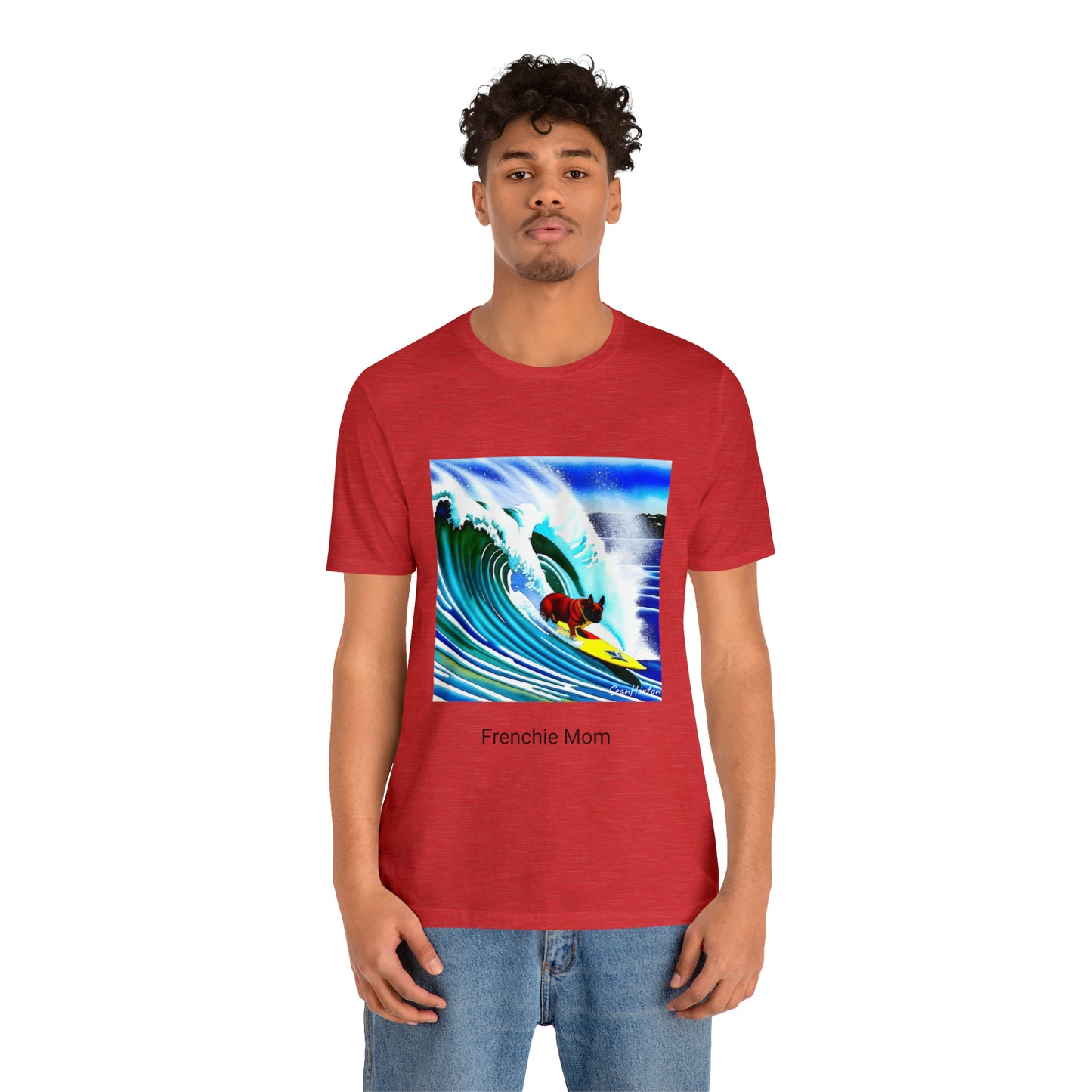 Surfing Frenchie/Frenchie Mom Unisex Jersey Short Sleeve Tee