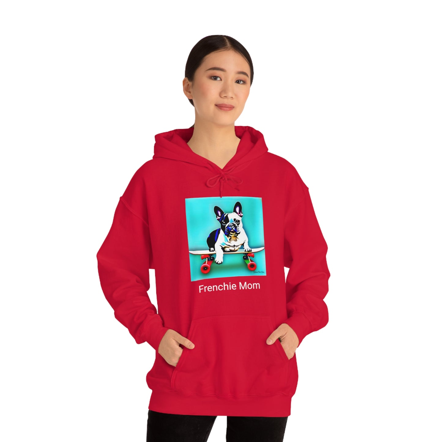 Frenchie on a Skateboard/Frenchie Mom Unisex Heavy Blend™ Hooded Sweatshirt