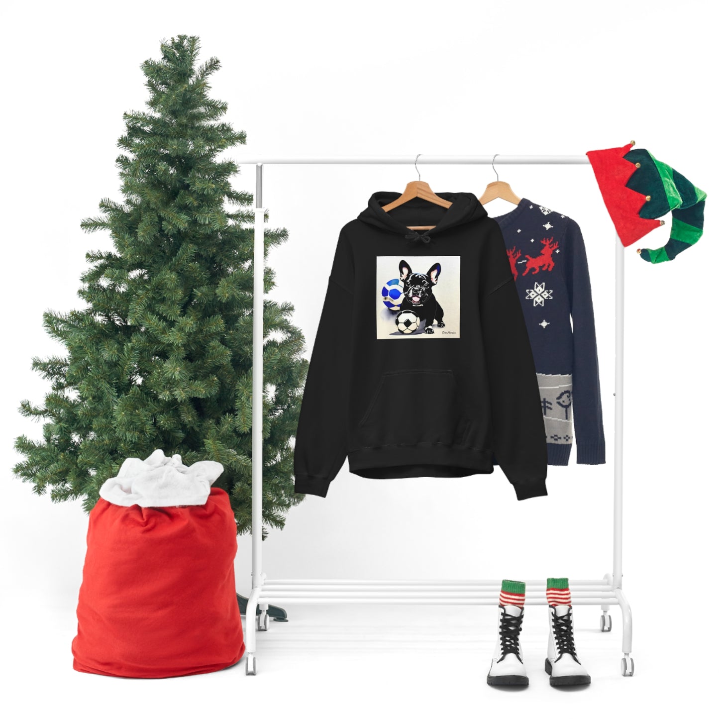 Frenchie with a Soccer Ball Unisex Heavy Blend™ Hooded Sweatshirt