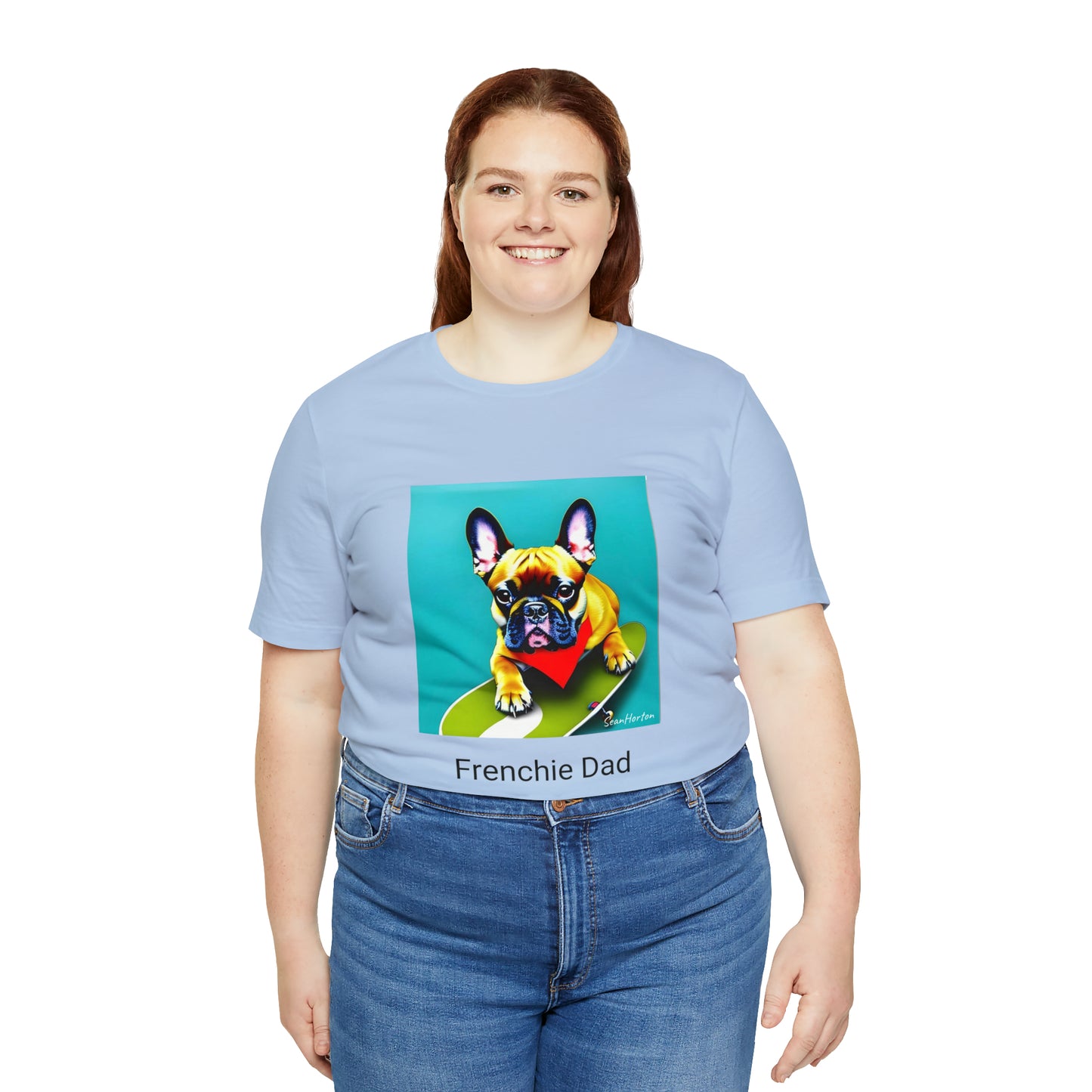 Frenchie on a Skateboard #2/Frenchie Dad Unisex Jersey Short Sleeve Tee
