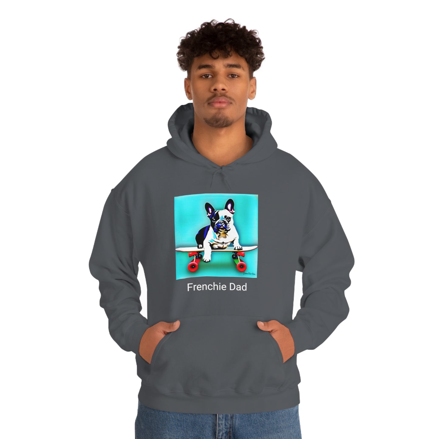 Frenchie on a Skateboard/Frenchie Dad Unisex Heavy Blend™ Hooded Sweatshirt
