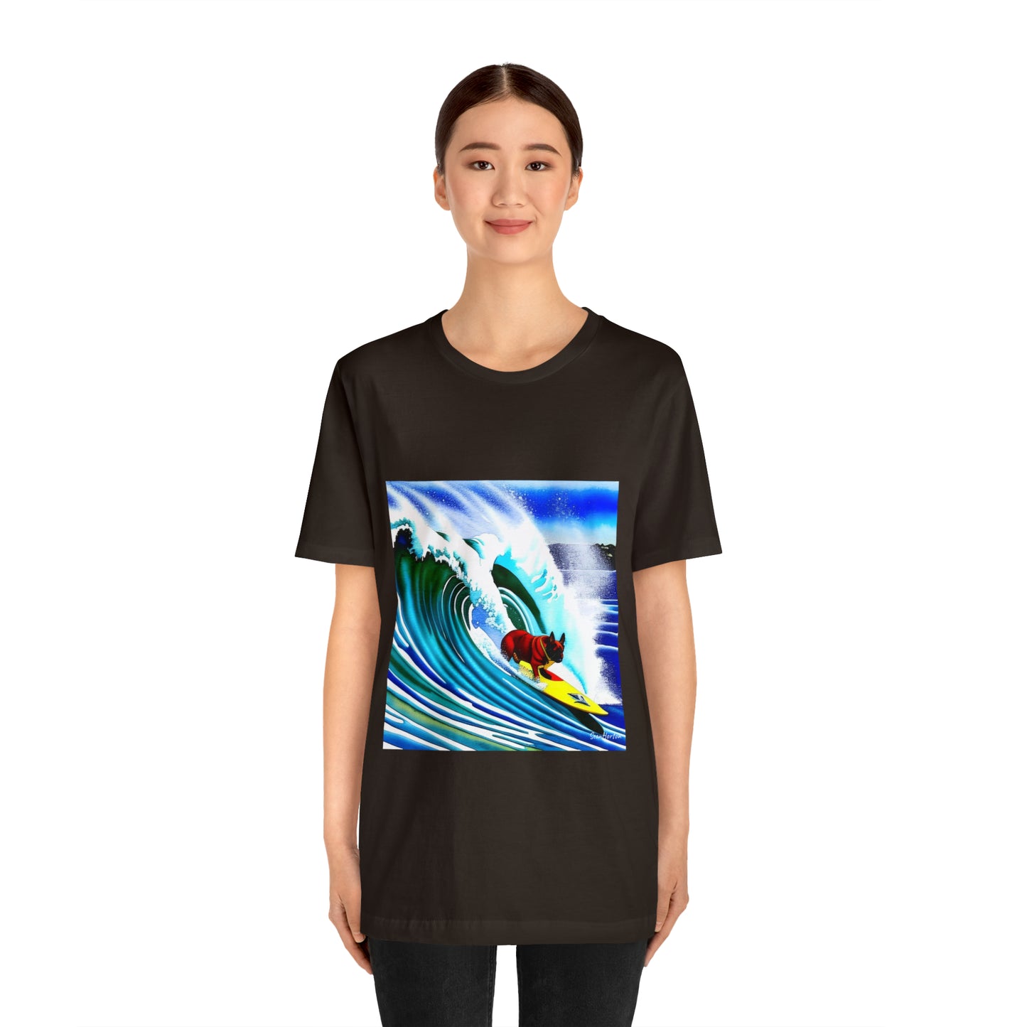 Surfing Frenchie Unisex Jersey Short Sleeve Tee