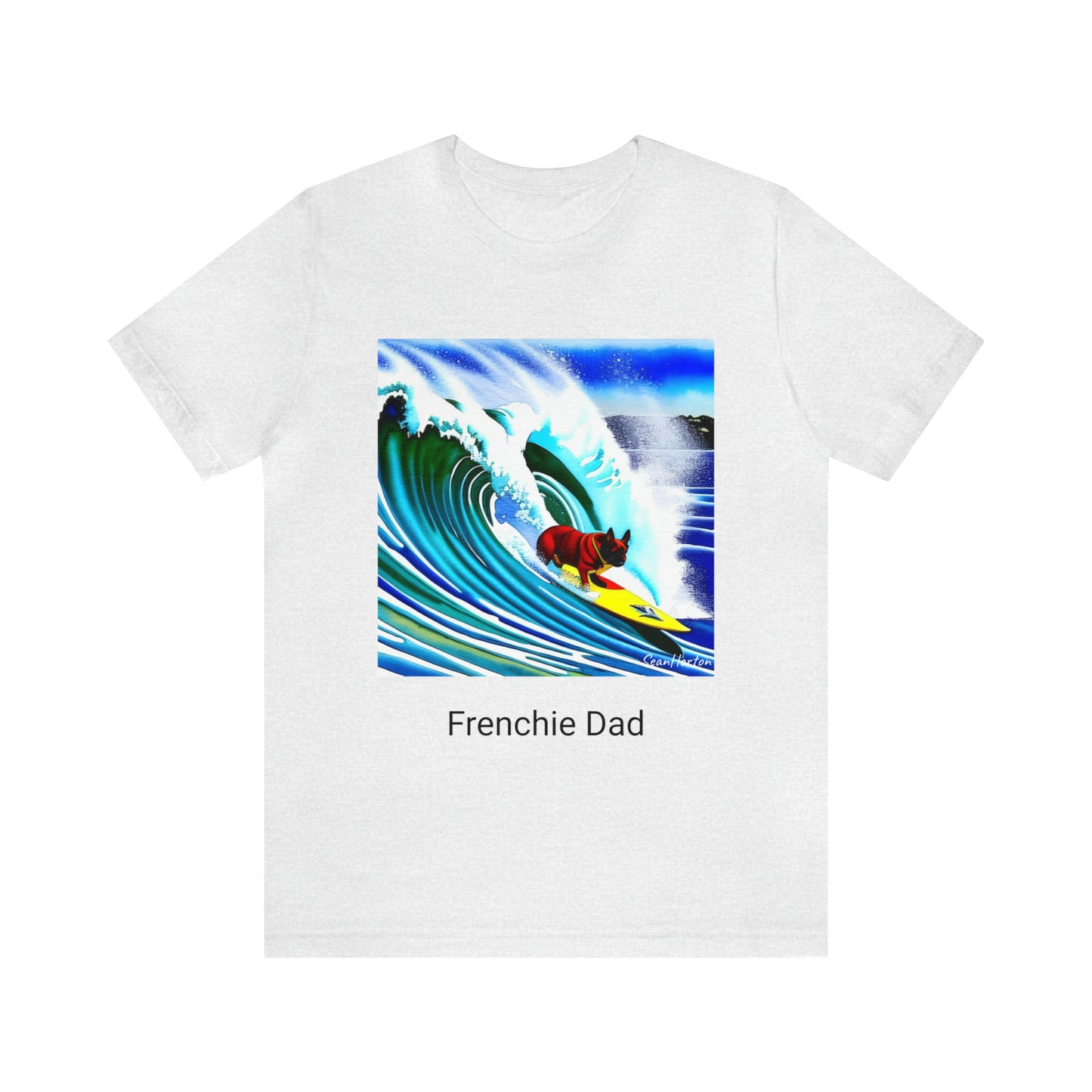 Surfing Frenchie/Frenchie Dad Unisex Jersey Short Sleeve Tee