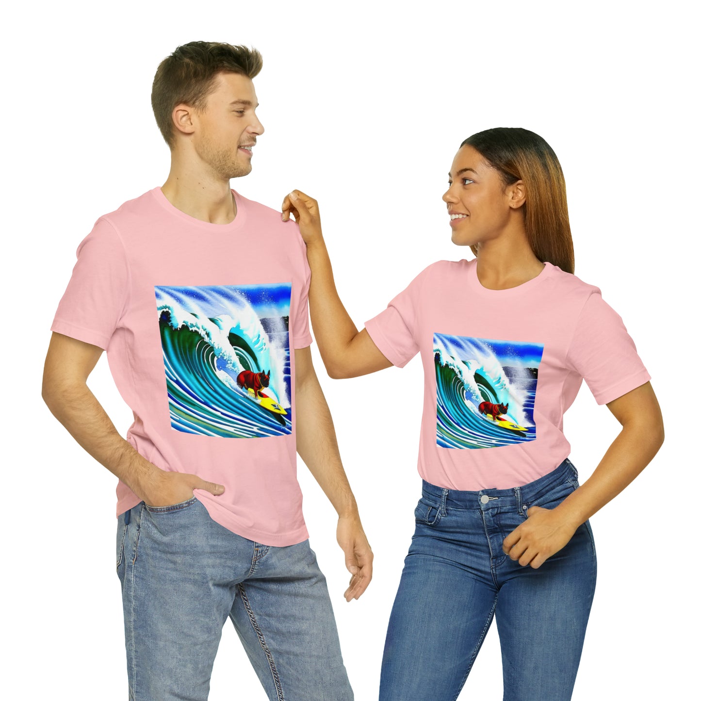 Surfing Frenchie Unisex Jersey Short Sleeve Tee