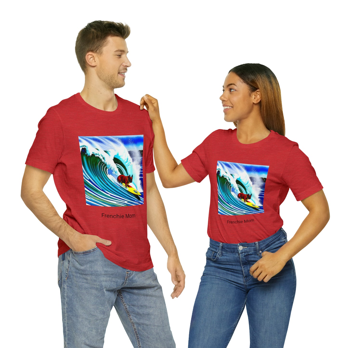 Surfing Frenchie/Frenchie Mom Unisex Jersey Short Sleeve Tee