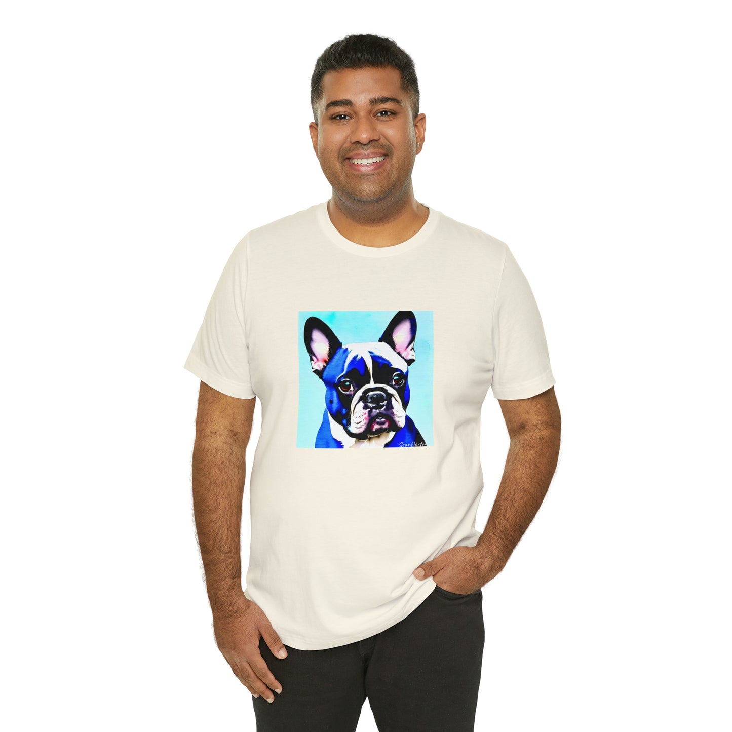 Blue Frenchie Unisex Jersey Short Sleeve Tee