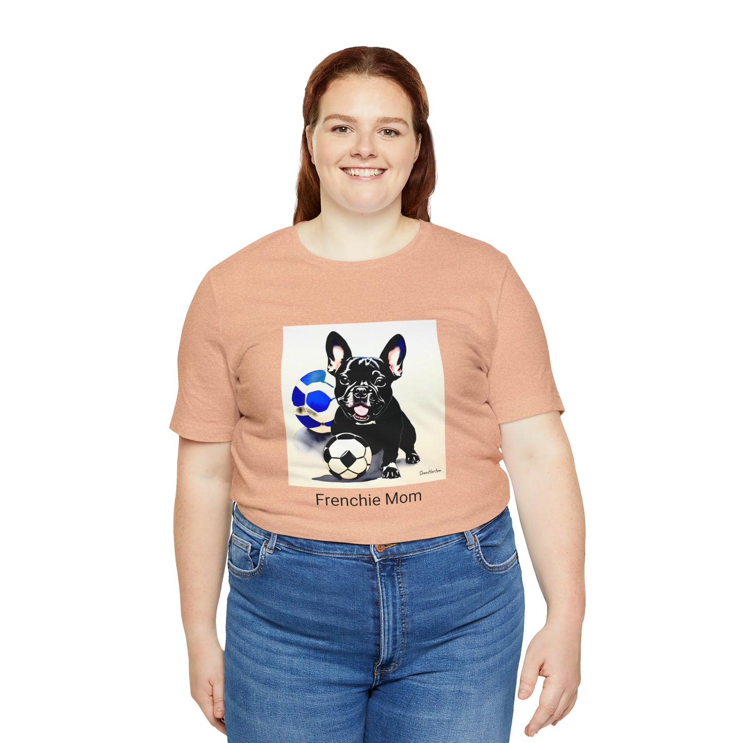 Frenchie with Soccer Ball/Frenchie Mom Unisex Jersey Short Sleeve Tee