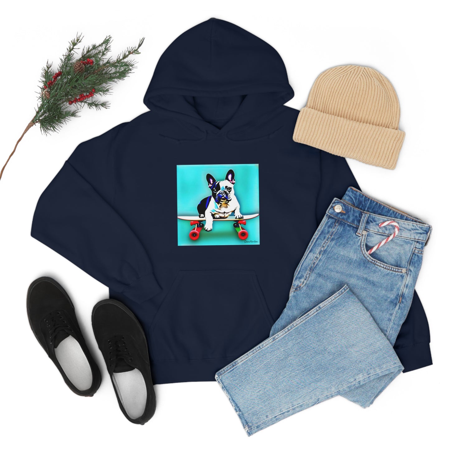 Frenchie on a Skateboard Unisex Heavy Blend™ Hooded Sweatshirt